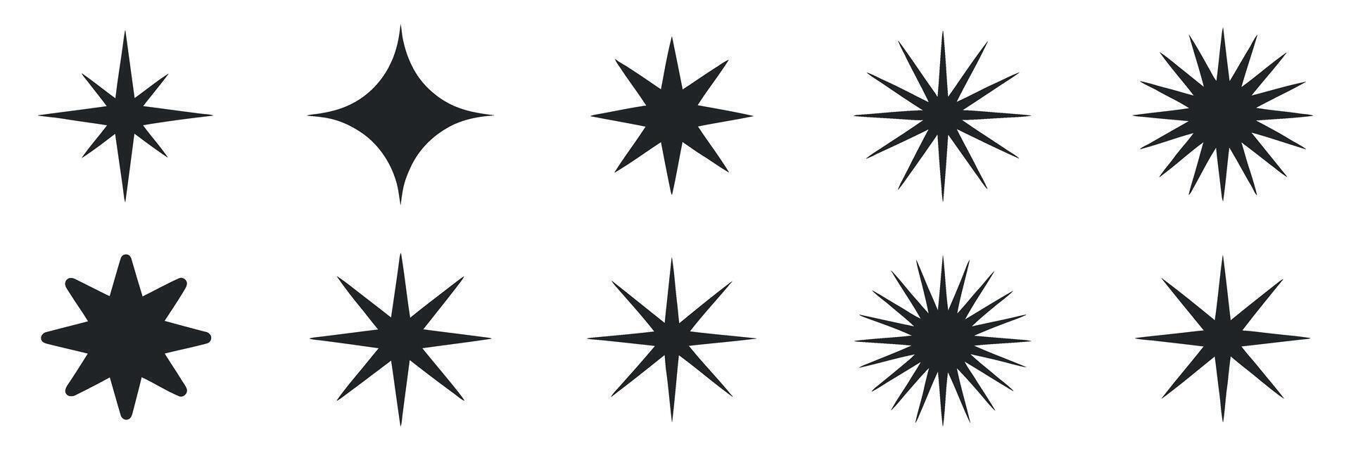 Twelve Unique Black Starburst Icons Set for Design Projects vector