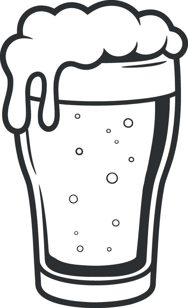 Crisp Line Art Illustration of a Frothy Beer Glass Perfect for Brewery Menus or Pub Advertisements vector