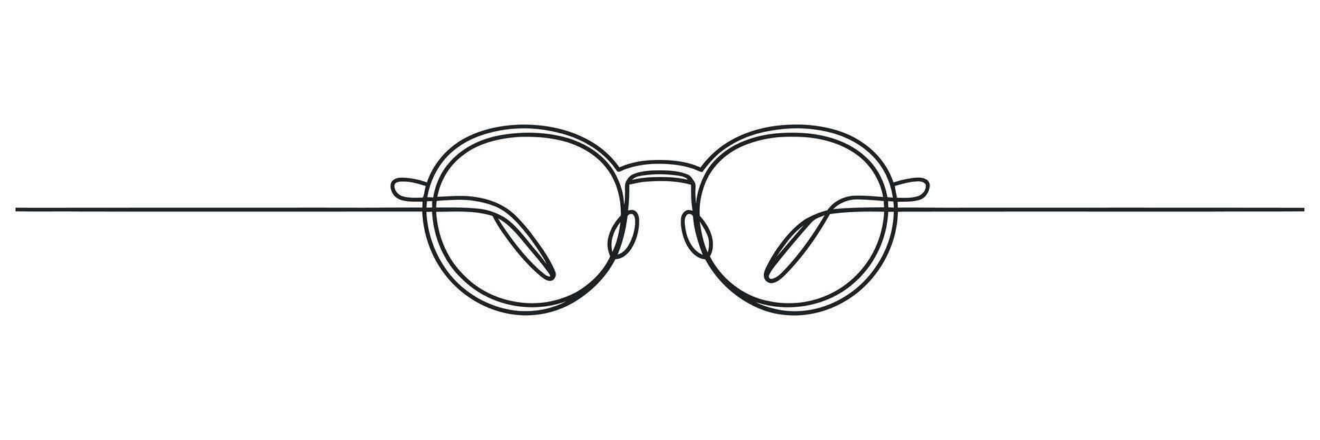Simple Line Drawing of Round Eyeglasses Minimalist Design Illustration vector