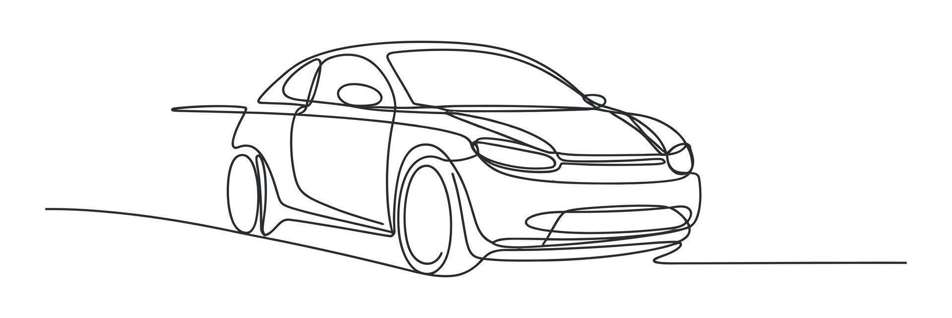Continuous Line Drawing of a Modern Compact Car Design Illustration vector