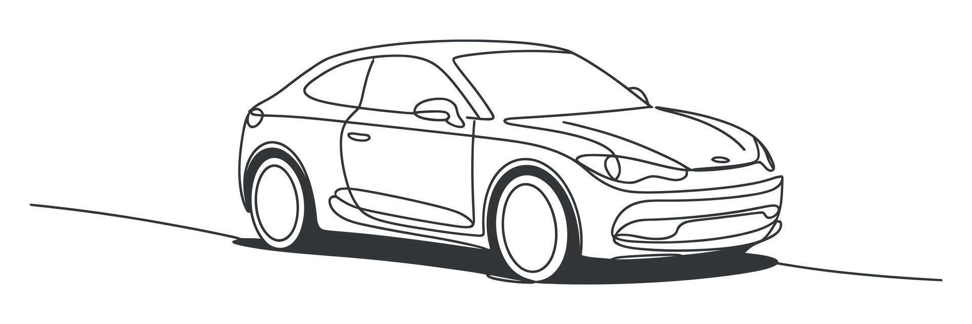 Simple Line Drawing of a Modern Coupe Car Design Illustration vector