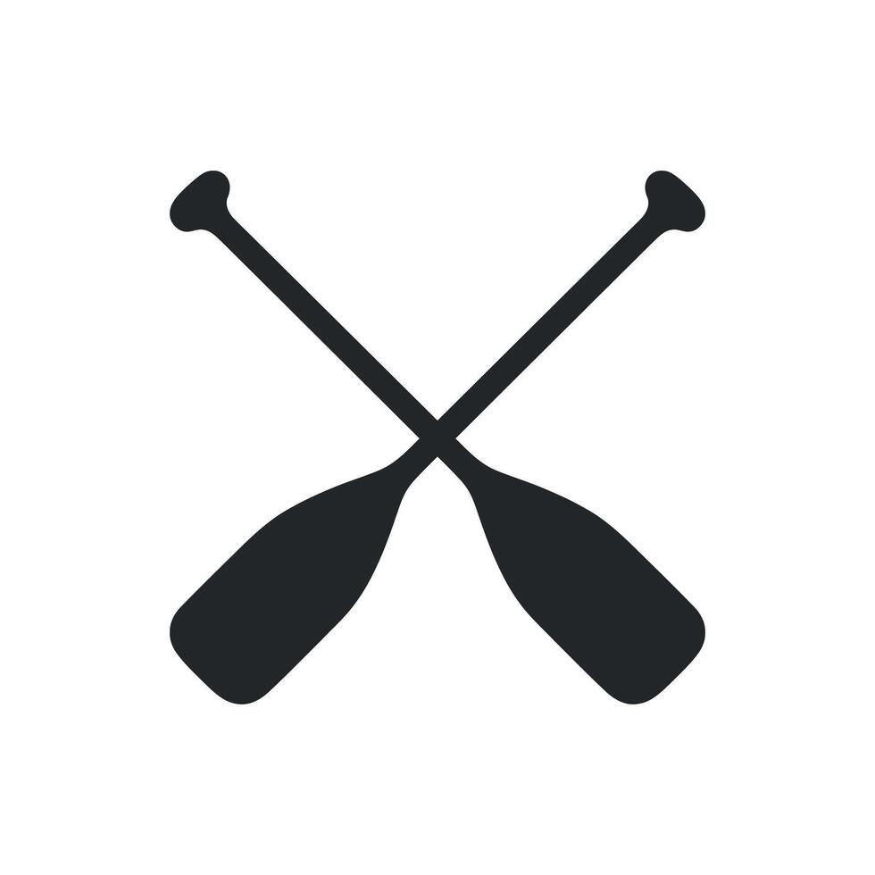 Simple Black Silhouette of Two Crossed Canoeing Paddles vector