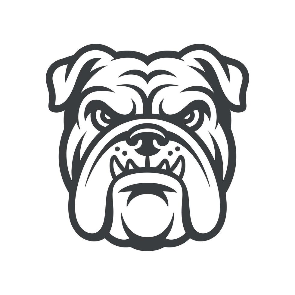 Aggressive Bulldog Head Illustration Monochrome Design Graphic vector