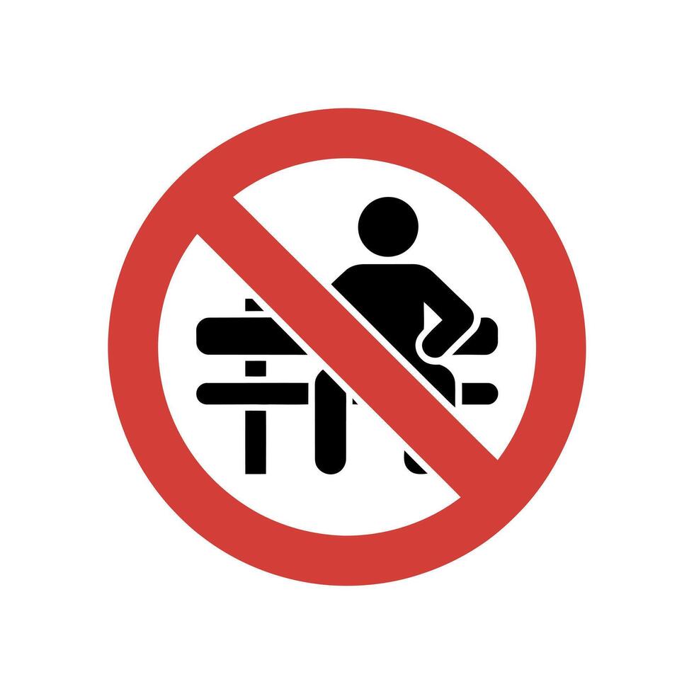 No Sitting on Bench Prohibition Sign Red Circle Icon Graphic white vector