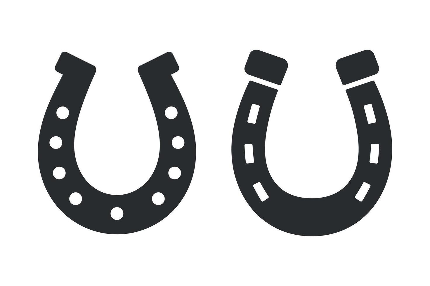 Two Simple Horseshoe Icons Set Good Luck Charm Symbols vector