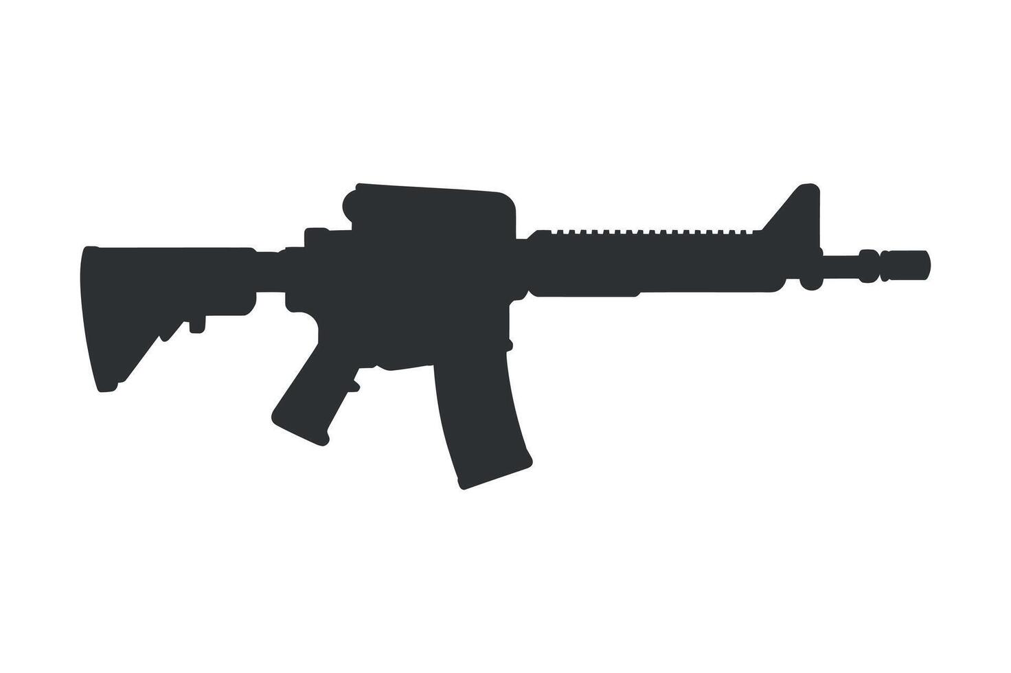 Simple Silhouette of a Modern Assault Rifle Weapon Graphic vector