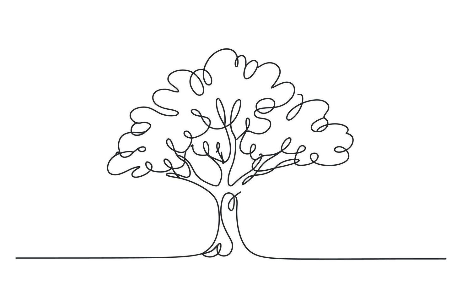 Single Line Drawing of a Tree Minimalist Nature Illustration vector