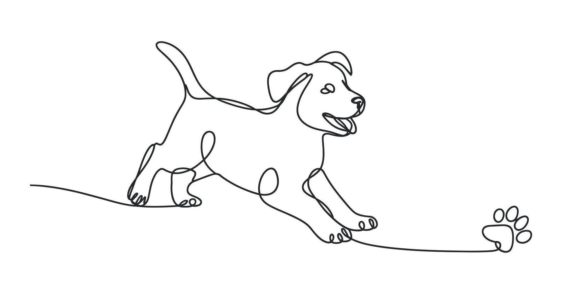 Playful Puppy Continuous Line Drawing Minimalist Dog Illustration vector