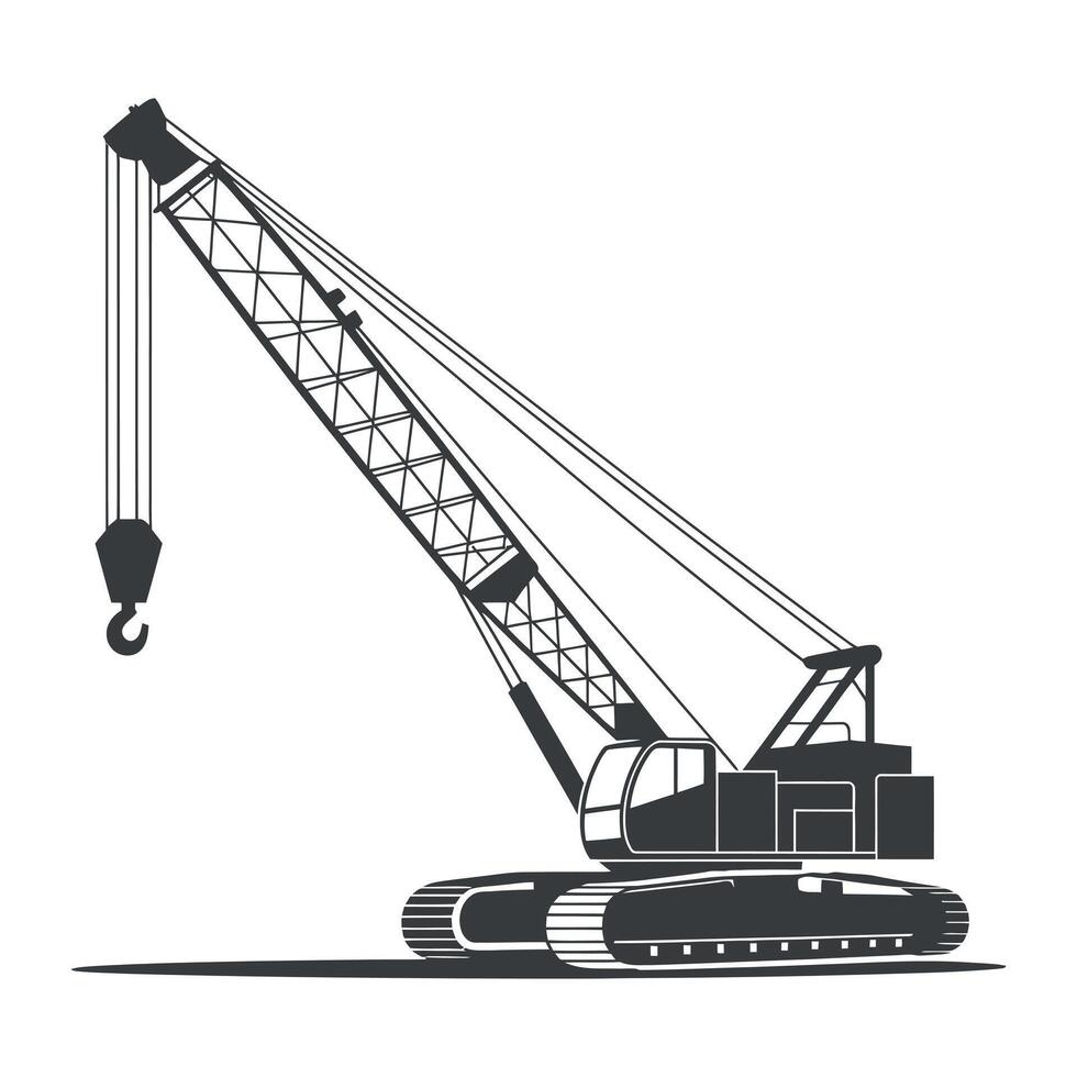 Heavy Duty Crawler Crane Silhouette Illustration for Construction Industry vector