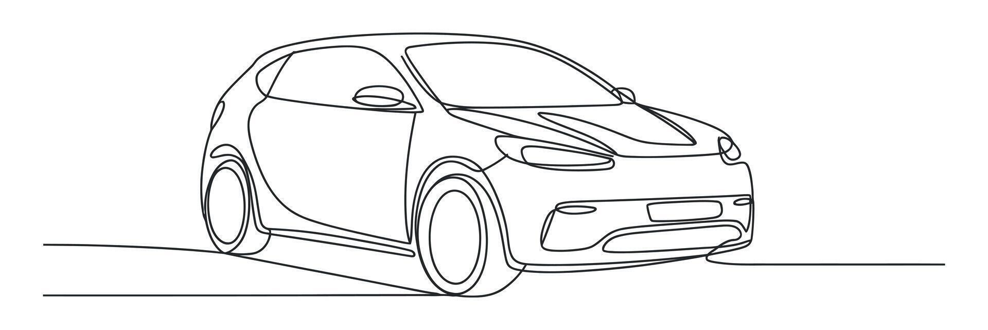 Single Line Drawing of a Modern Compact Car vector