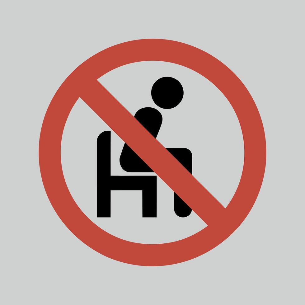 No Sitting Allowed Sign Red Circle Prohibition Symbol Illustration vector