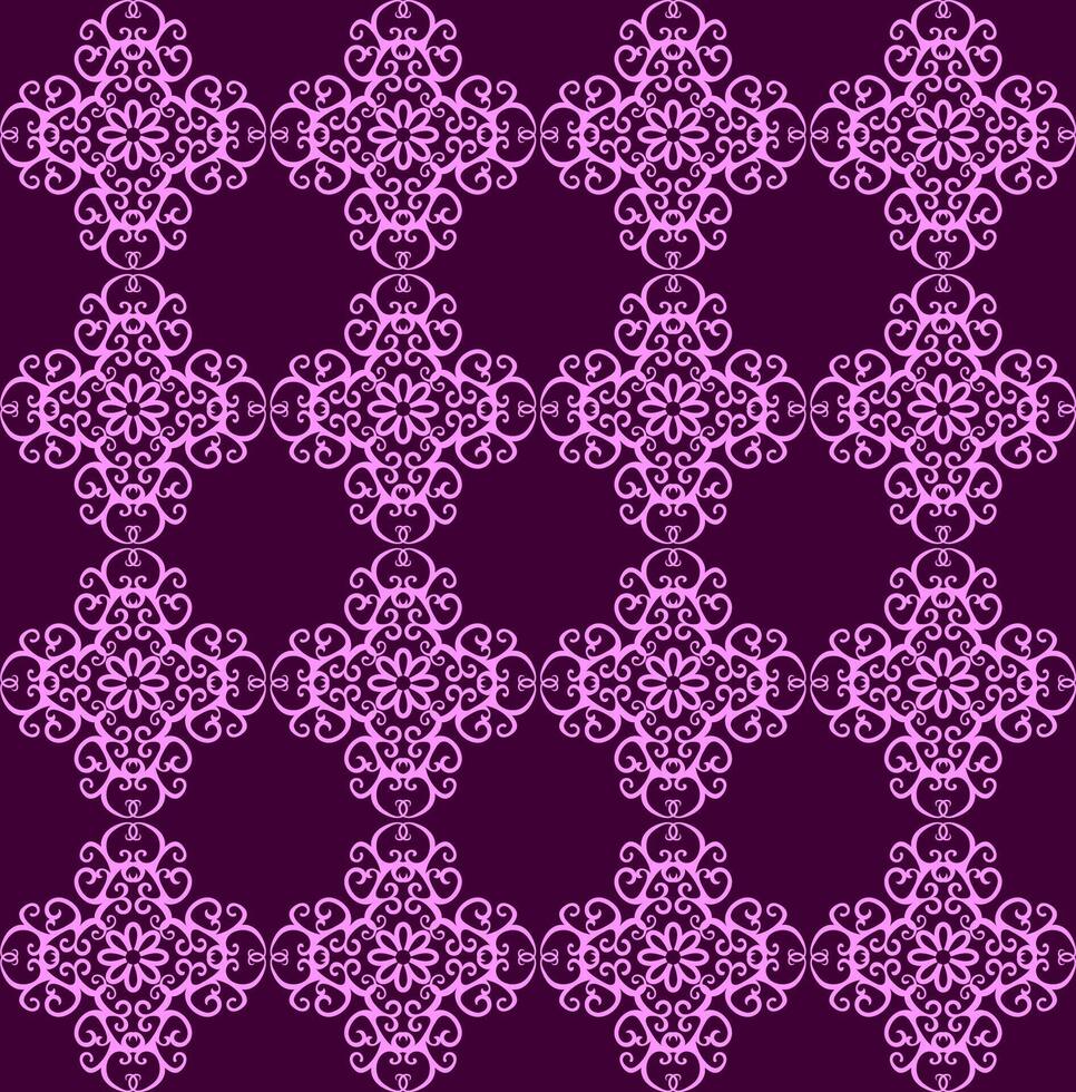 Beautiful seamless lace pattern on purple background for fabric or tile vector