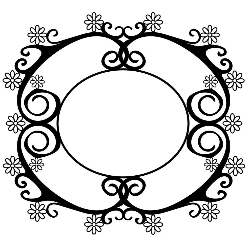 Black round frame of unusual shape on white background vector