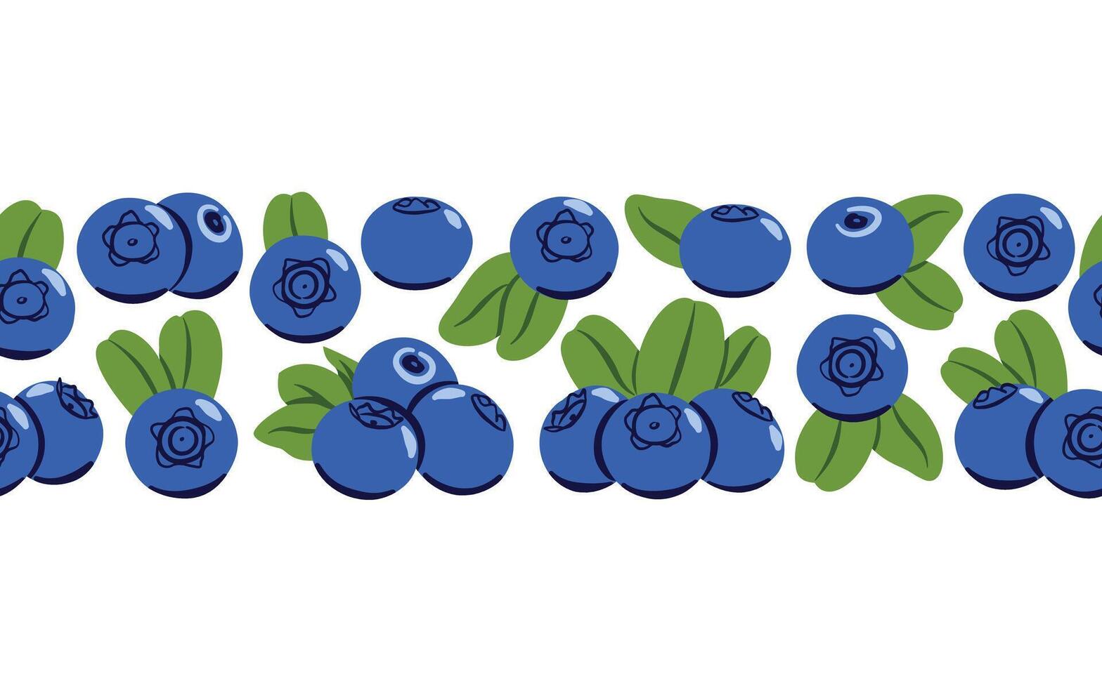 Flat Blueberry Border on White Background vector