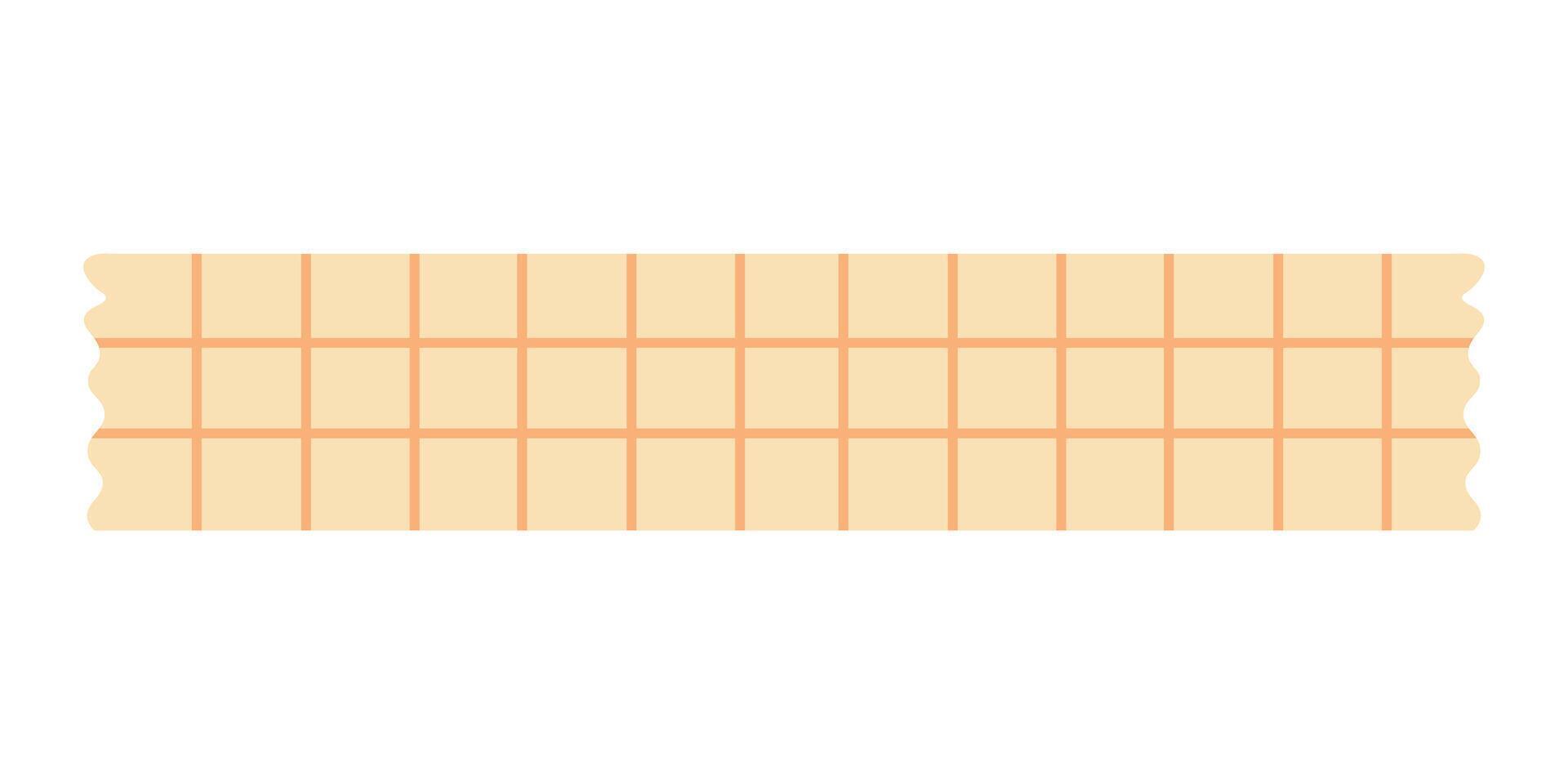 Light washi tape with orange grid pattern. Flat cartoon style illustration for design use. vector