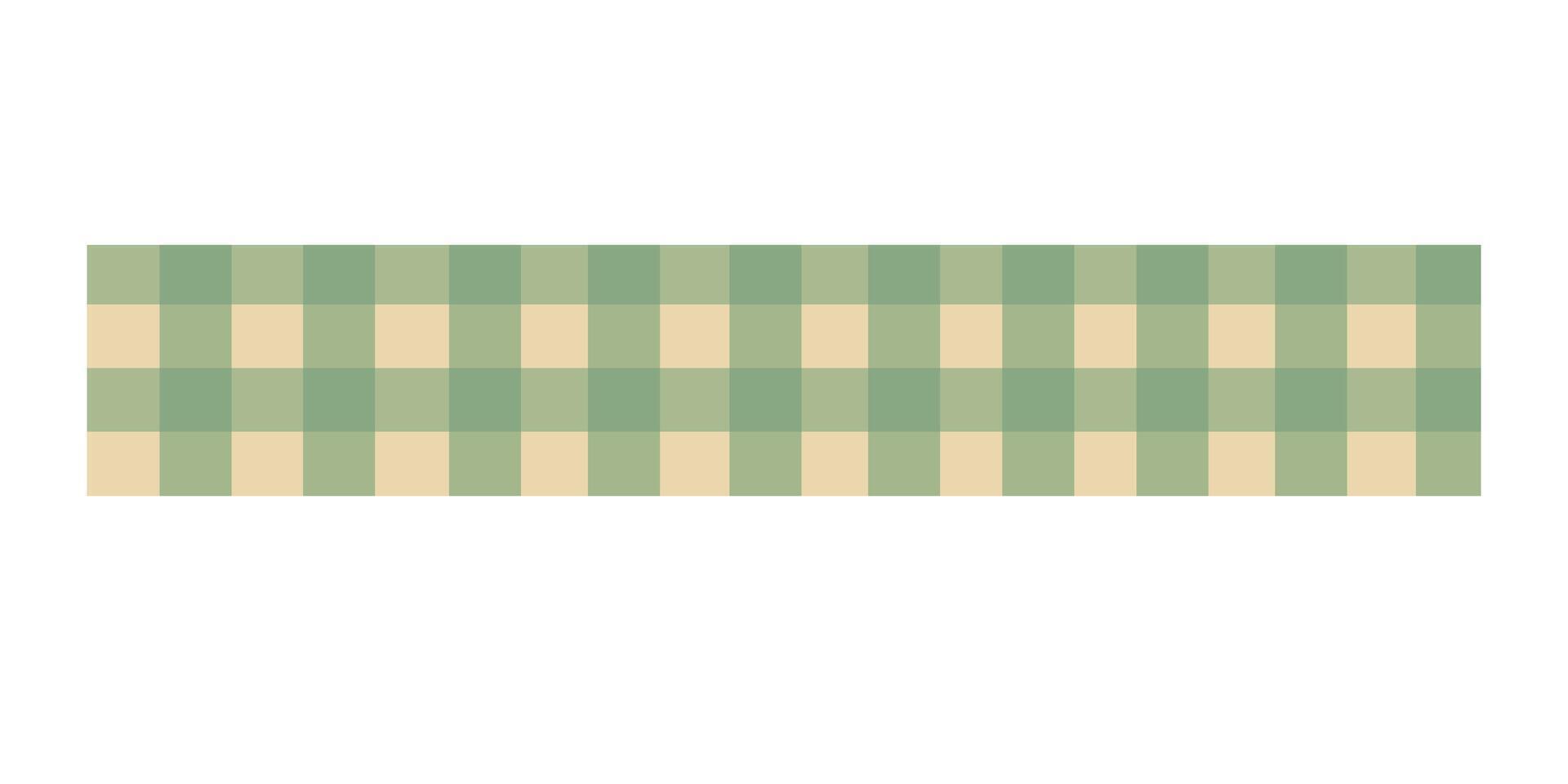 Cute green washi tape with gingham pattern. Decorative flat cartoon style illustration. vector