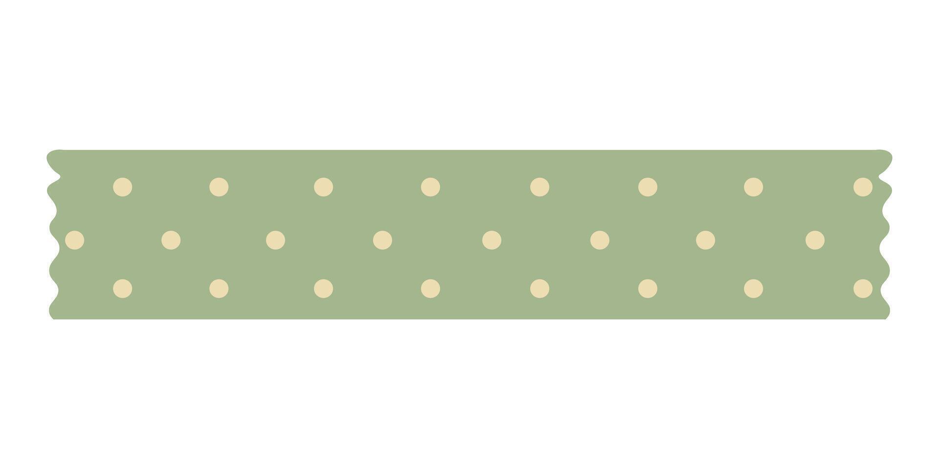 Soft green washi tape with light polka dots. Simple flat cartoon style for stationery design. vector