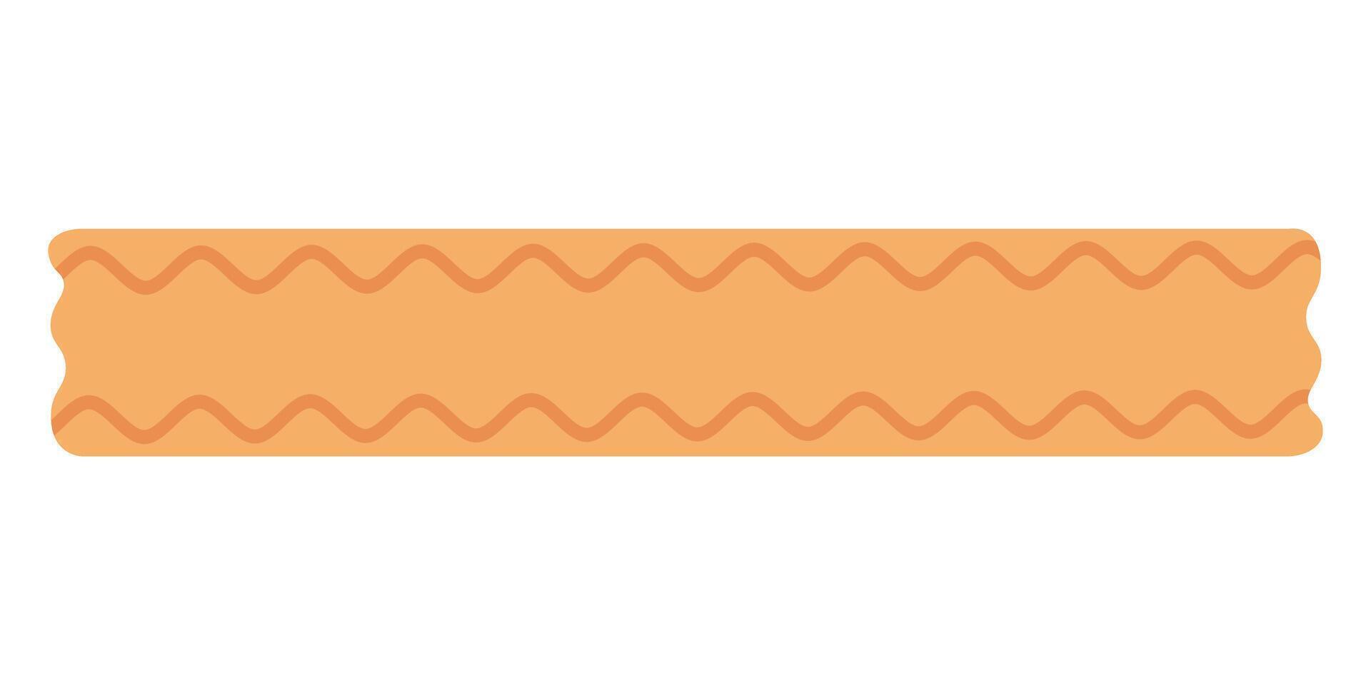 Orange washi tape with soft wavy line pattern. Flat cartoon illustration for decorative use. vector