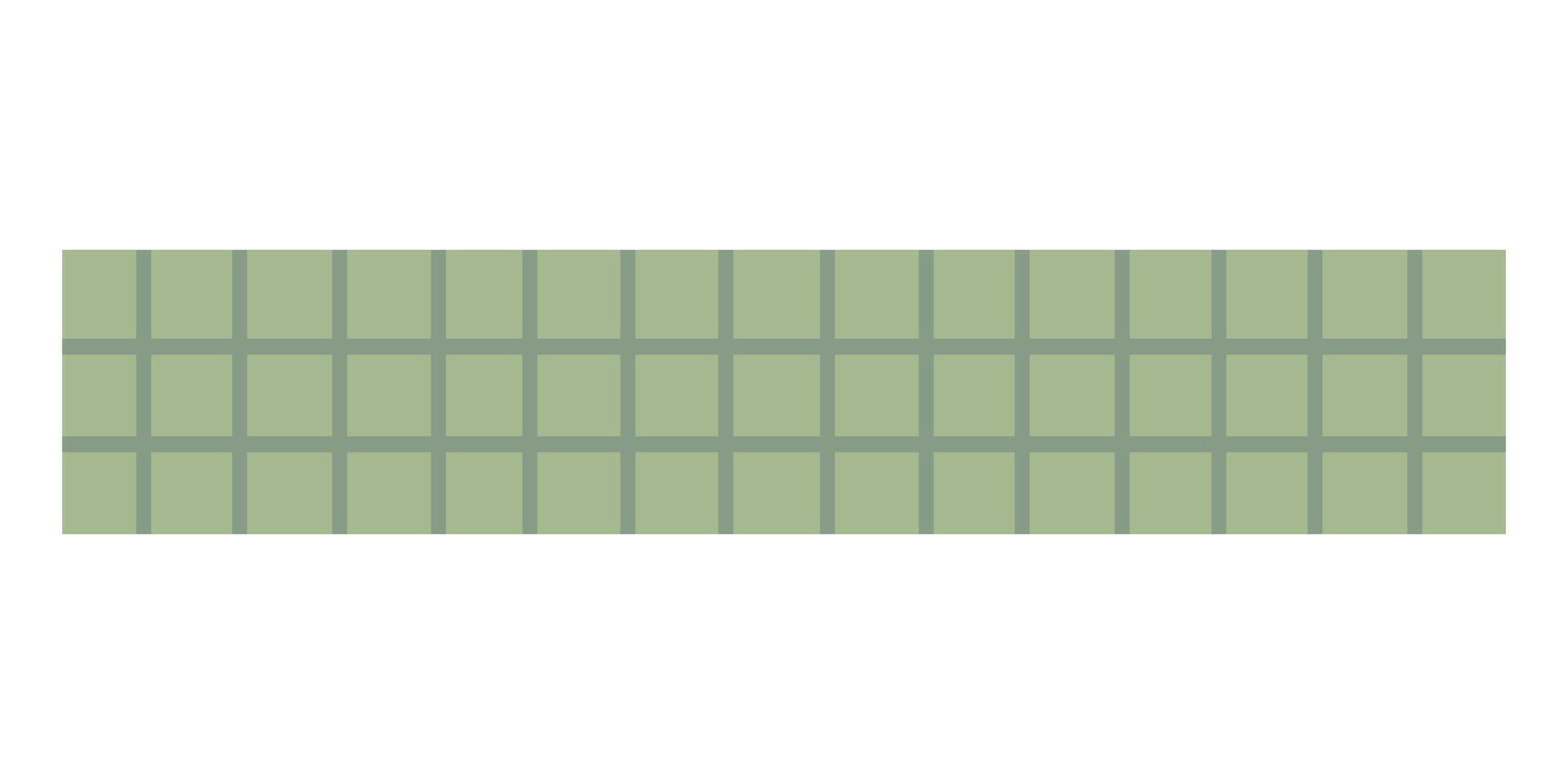 Washi tape with minimal green grid pattern. Flat cartoon illustration for decorative design use. vector