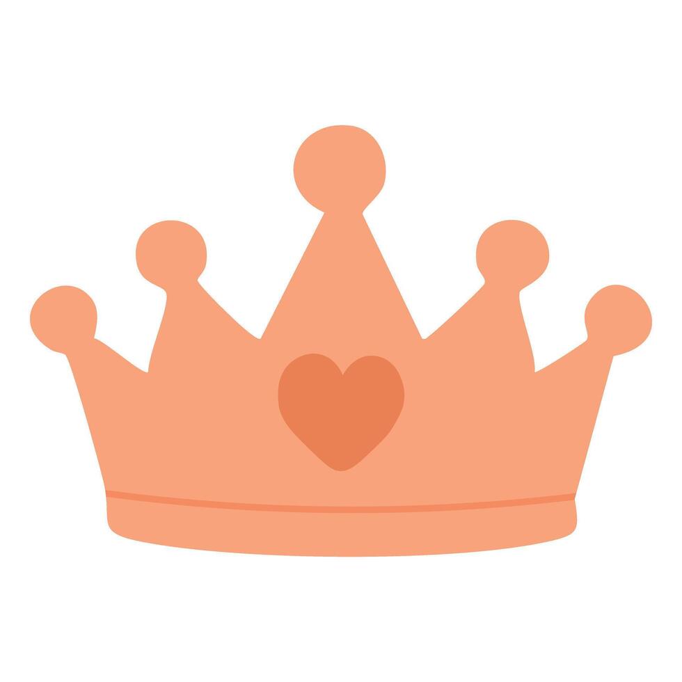 Cute flat crown with heart detail, symbol of self-love, confidence and inner strength. vector