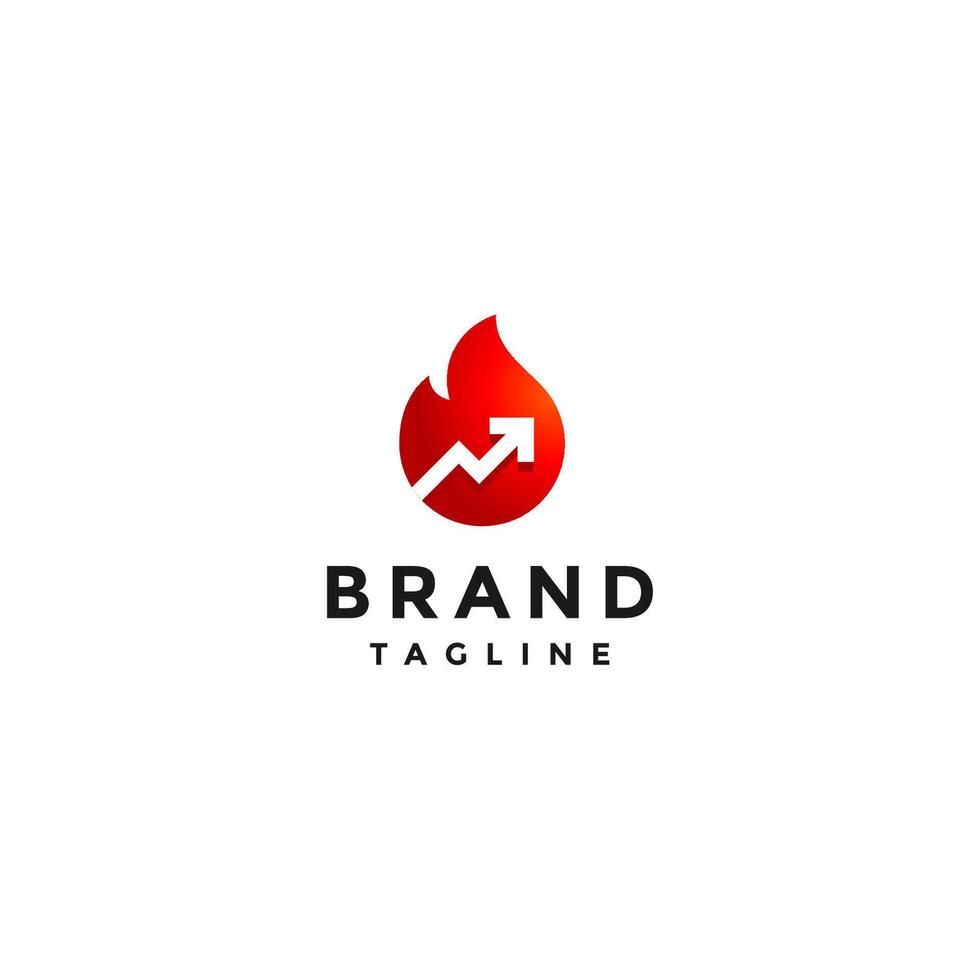 Arrow Ascending Up On Fire Logo Design. Simple Up Arrow In Fire Icon Logo Design. vector