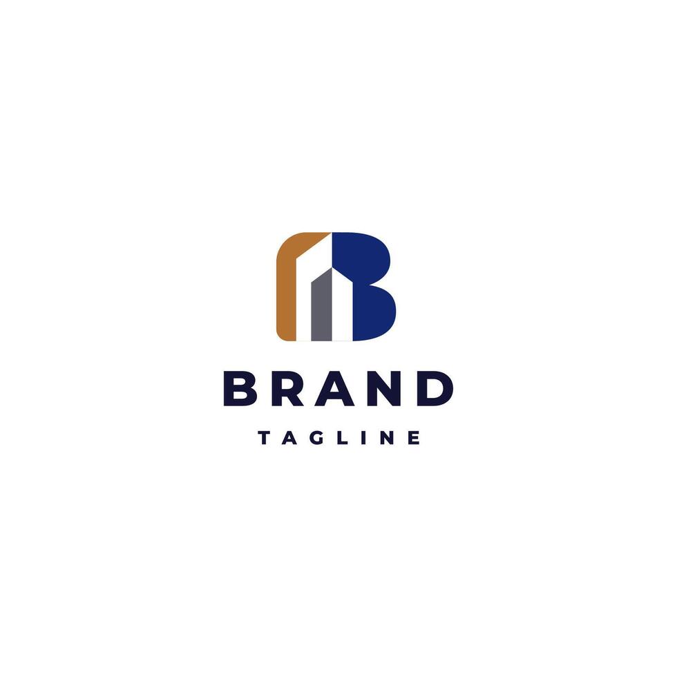 Skyscraper Geometric Silhouette Inside B Letter logo. Initial Letter B With Buildings Icon Logo Design. vector