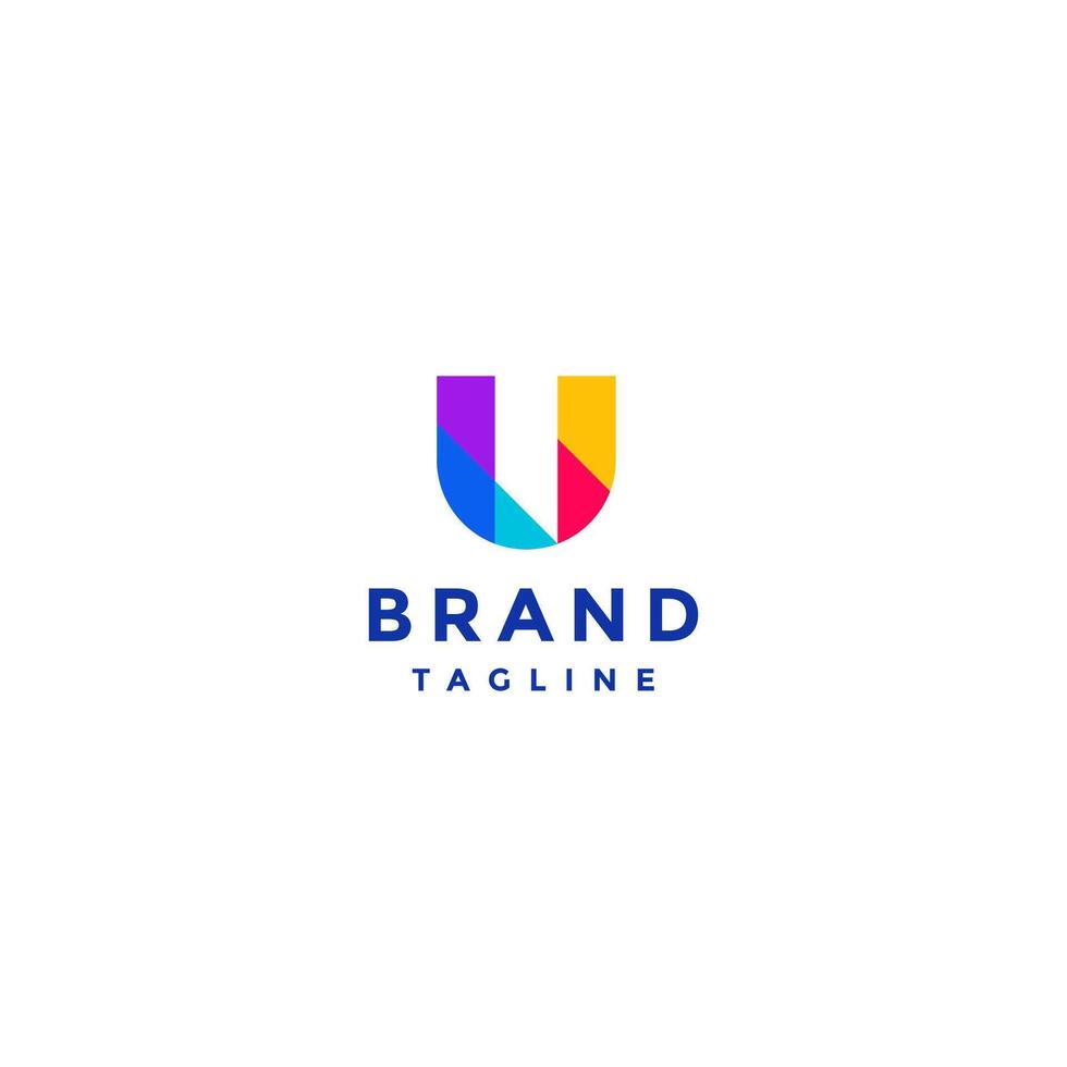 Colorful Fragments Initial Letter U Logo design. Colorful Mosaic Initial U Letter Logo Design. vector