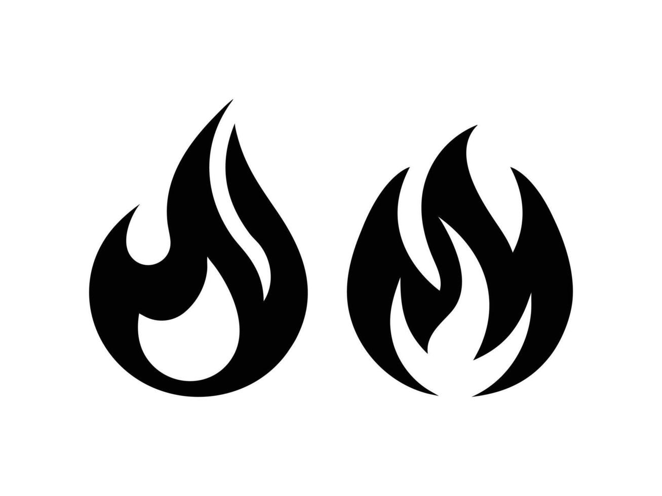Two stylized fire icons on a white background vector
