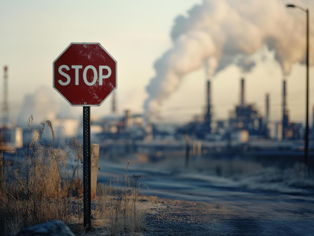 Industrious Stop Sign with Fog photo