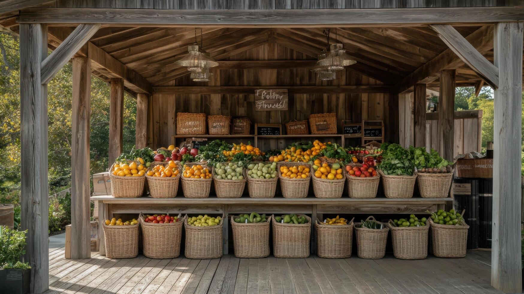 Wooden Display of Farm Bounty photo