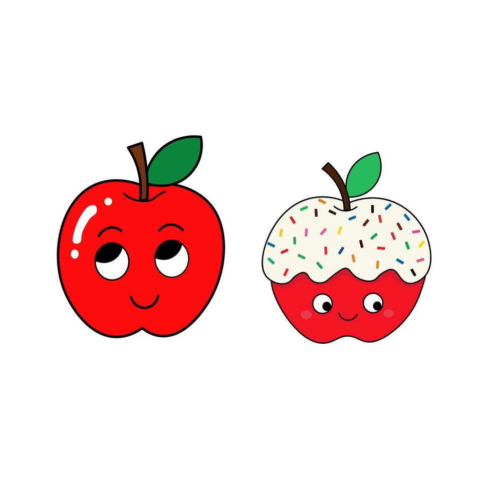 cute cartoon apple illustration and decorative apple vector