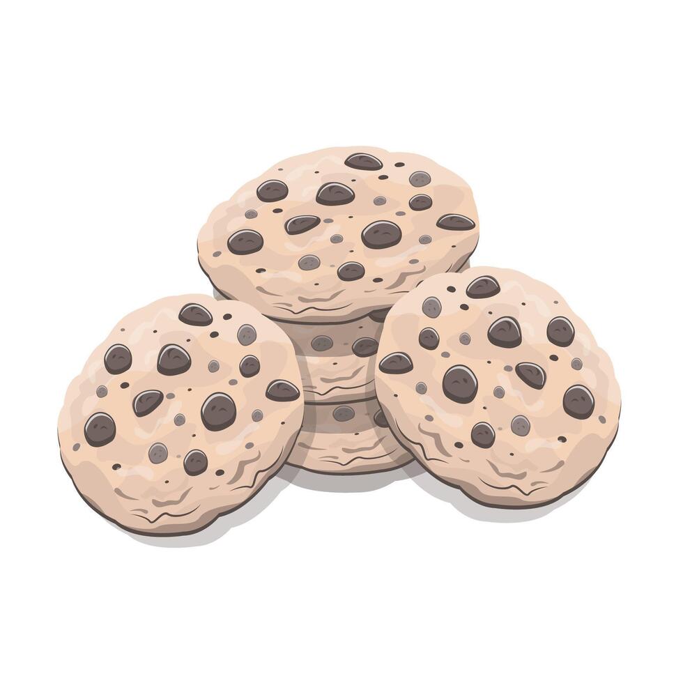 chocolate cookies on white background vector
