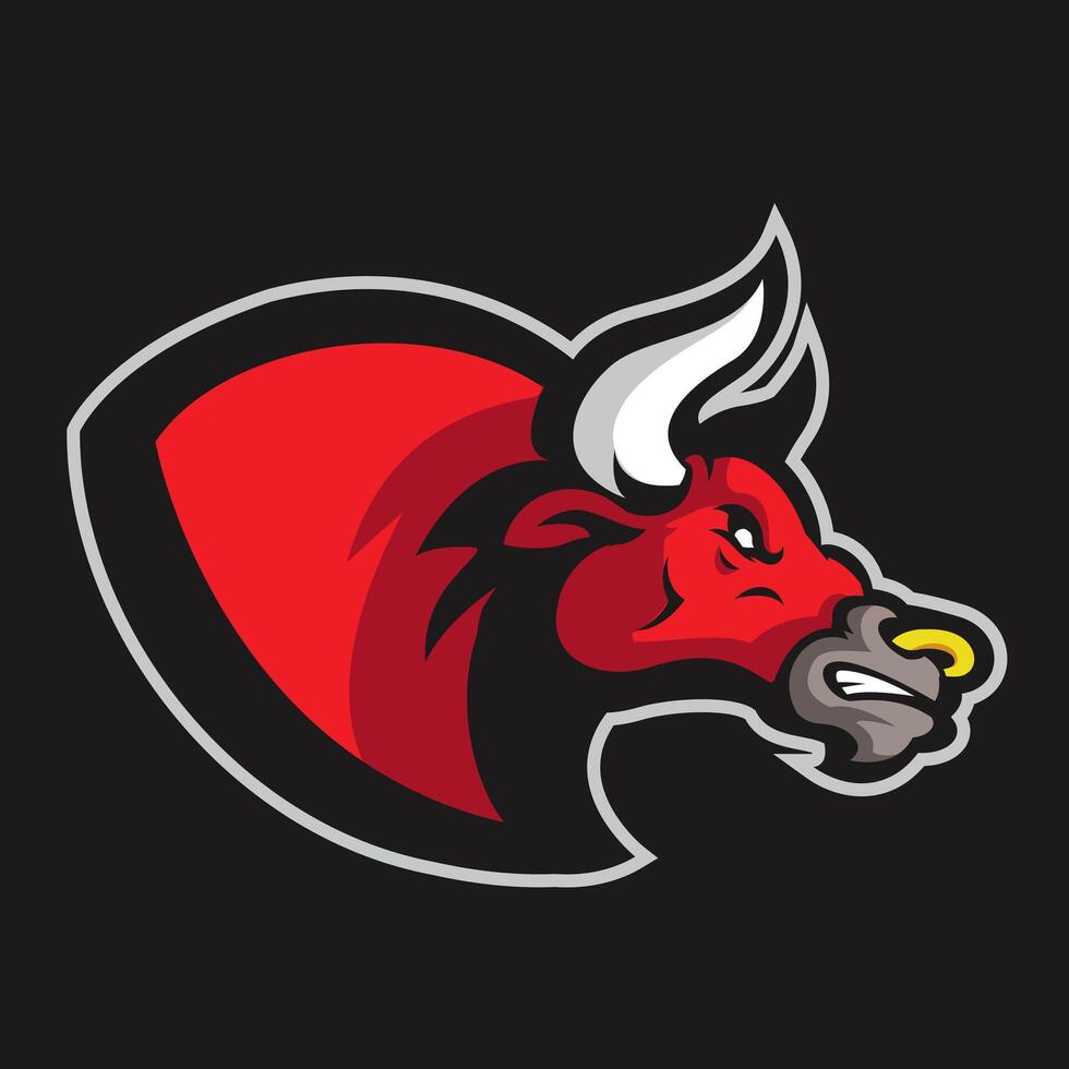 Bull Head Mascot with Angry Face vector