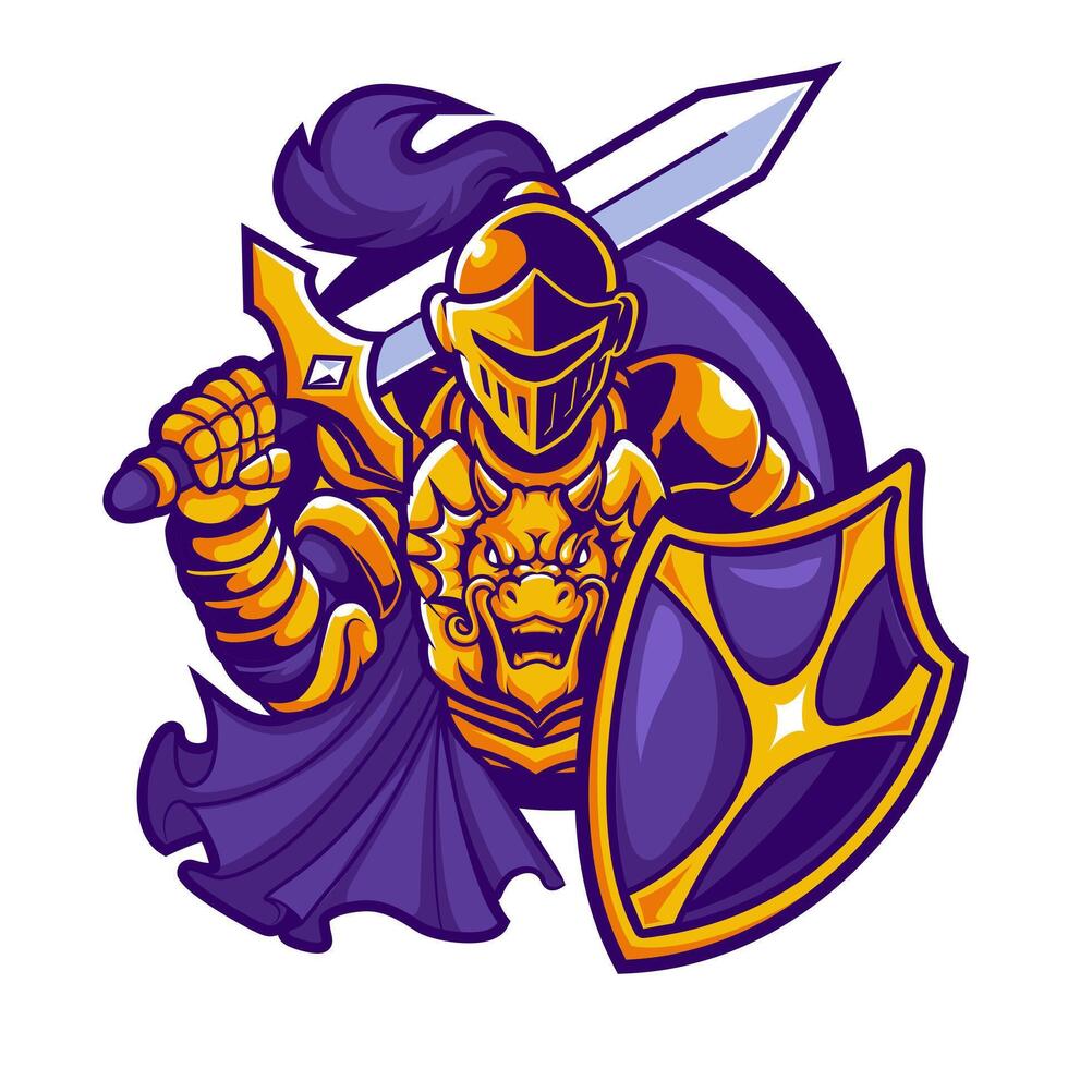 Medieval Knight Modern Logo Design vector