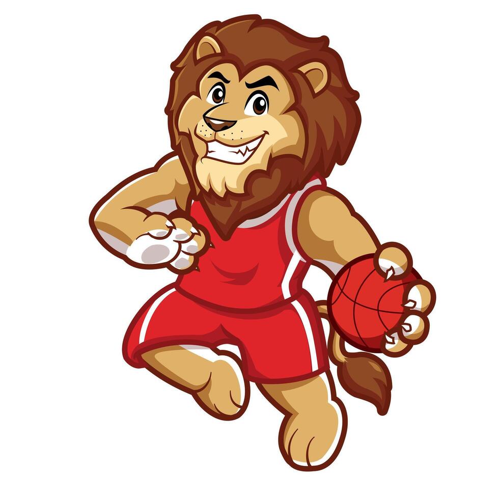Playful Lion Joins Basketball Team vector