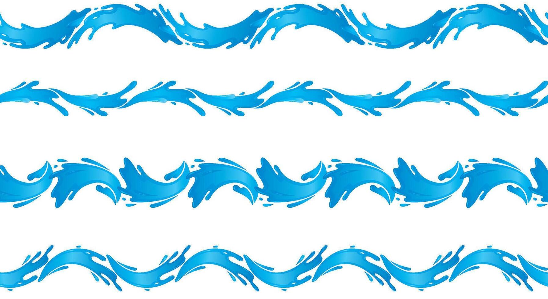 Water Wave Pattern Horizontal Set vector