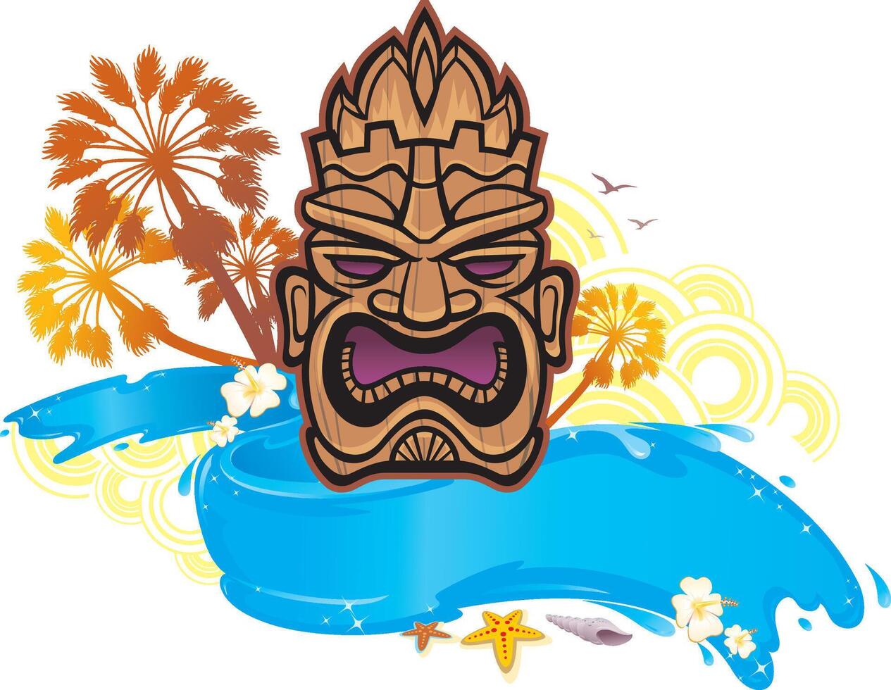 Tiki Summer Design Elements vector