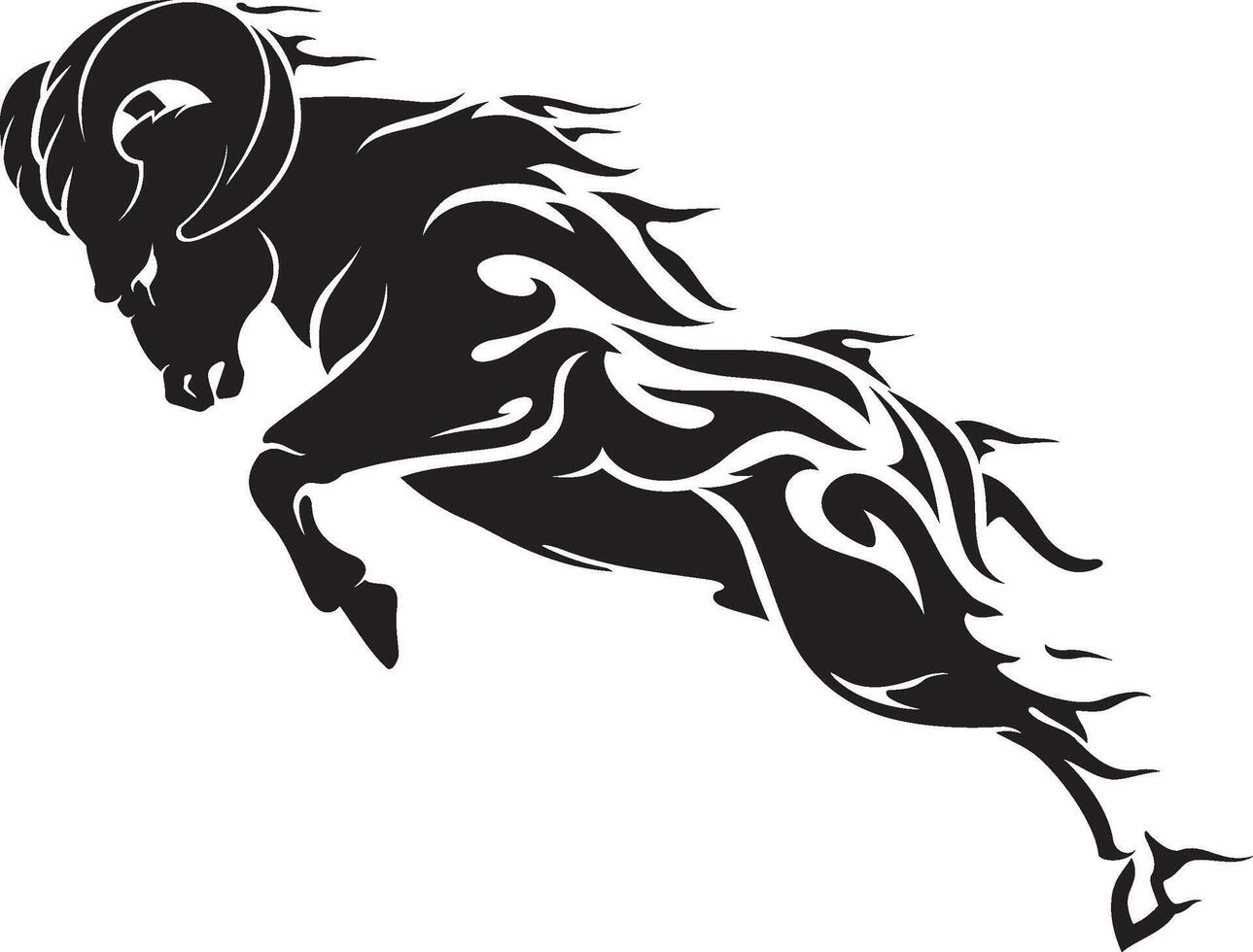 Ram Flames Abstract Aries Illustration vector