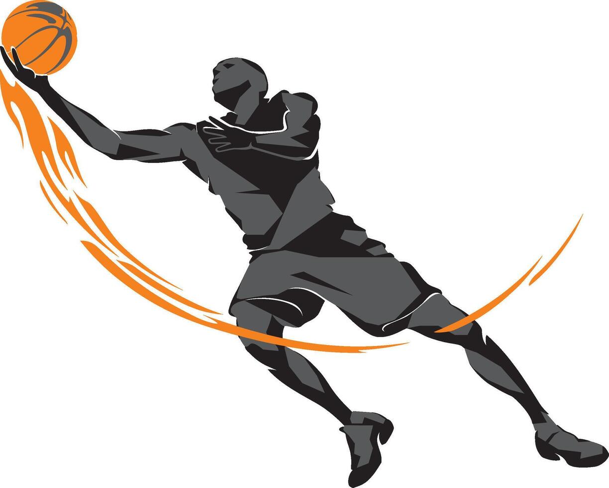 Basketball Flaming Lay up vector