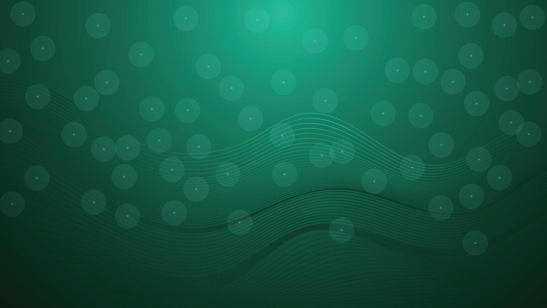 Futuristic green abstract background with smooth wave lines and glowing dots ideal for digital tech style designs and modern creative project presentations vector