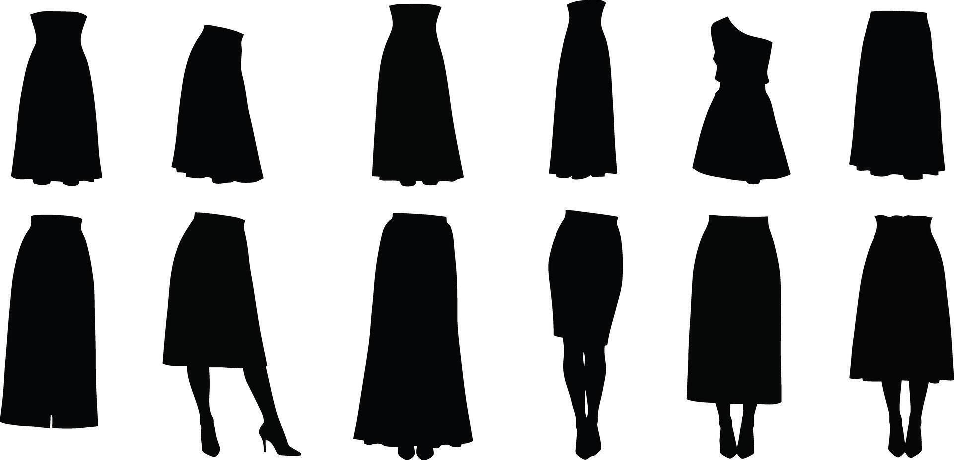 Female skirt fashion collection silhouettes for clothing design and style inspiration vector