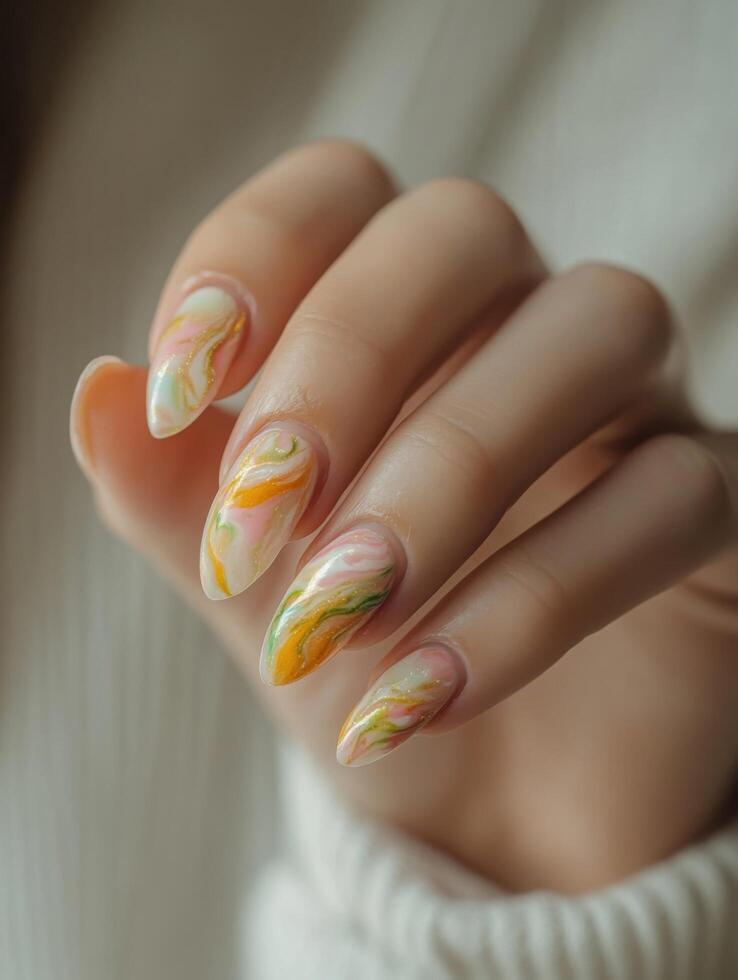 Curated Marble Style Nail Artworks in Elegant Compilation photo