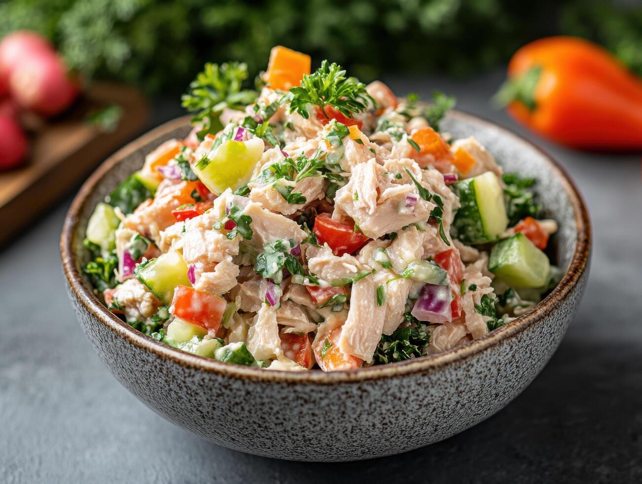 Wholesome Green Salad with Generous Tuna Serving photo