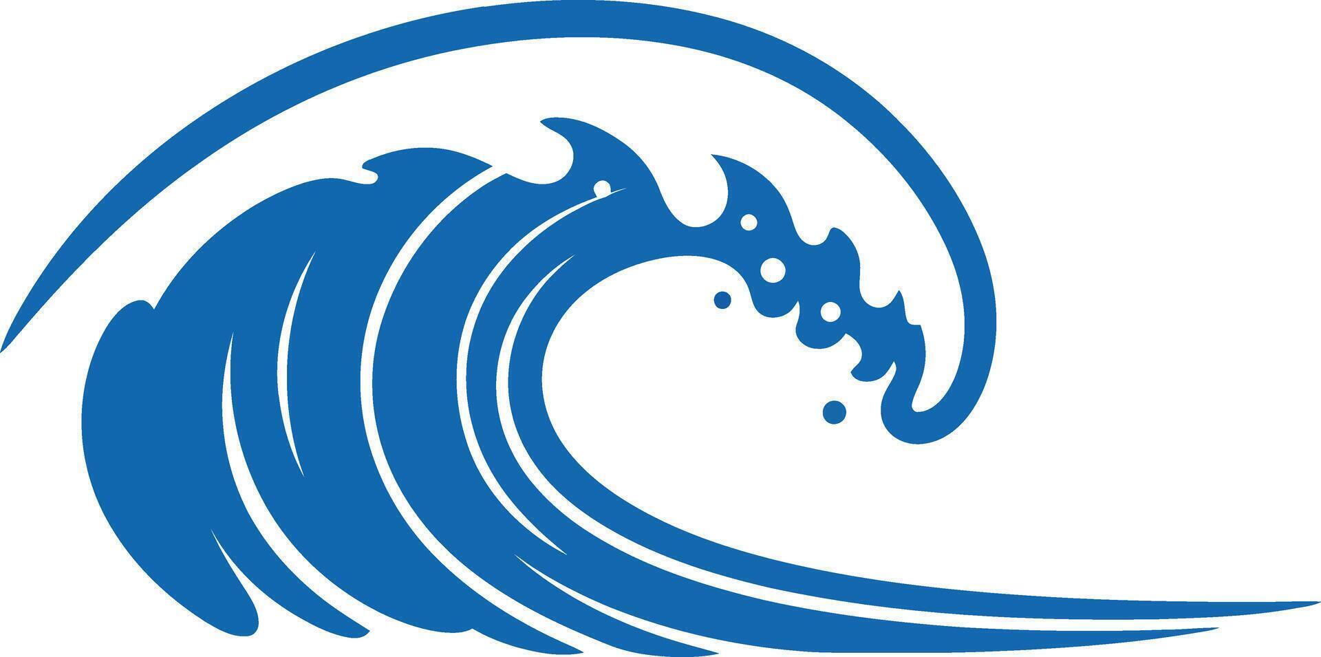 Blue ocean wave icon with stylized curling water splash graphic design element vector