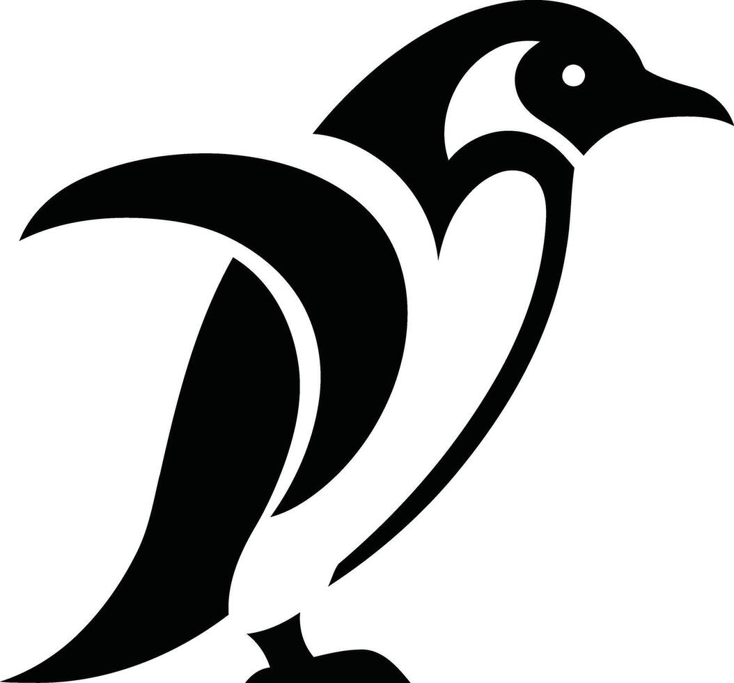 Penguin silhouette illustration in black and white with minimalistic design and smooth lines vector