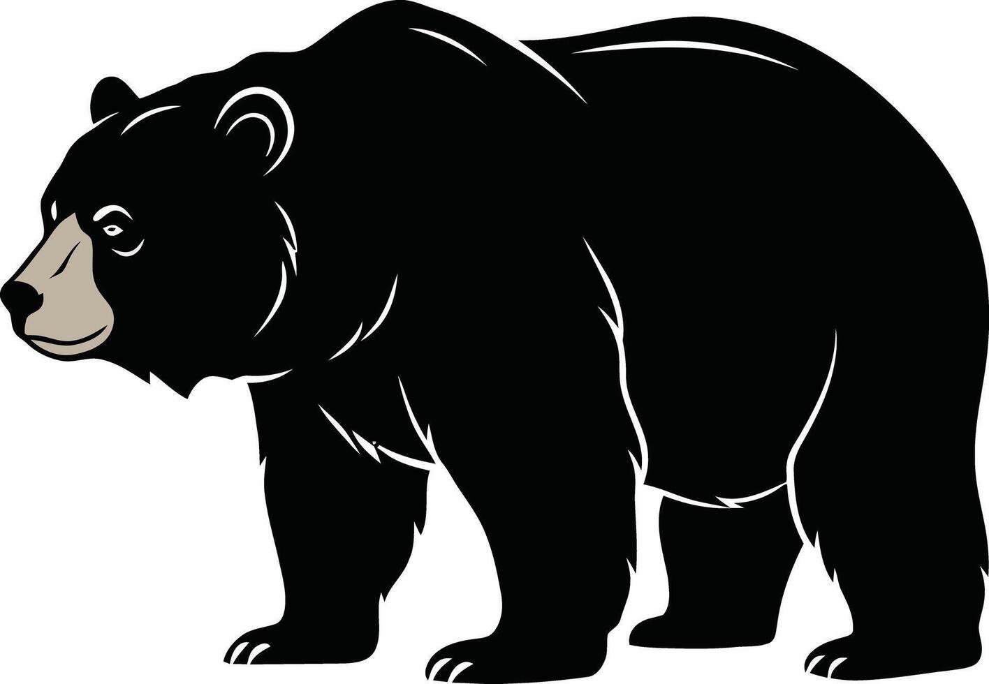 Black bear standing side view natural wildlife animal illustration graphic design vector