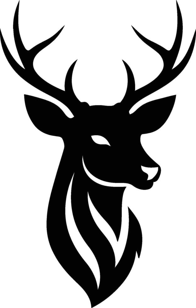 Deer head silhouette with antlers for wildlife nature and forest animal design elements vector