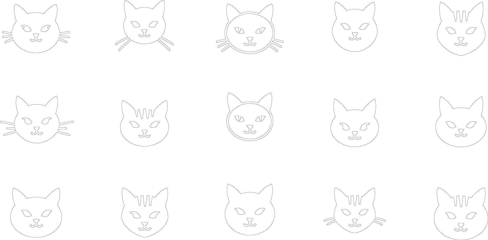 Line art style cat illustrations with diverse expressions and poses for creative and playful design projects vector