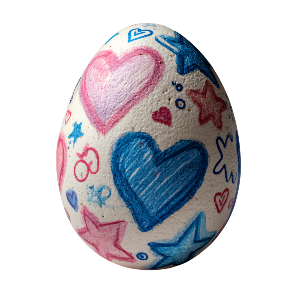 Colorful Easter Egg with Heart and Star Designs for Holiday Celebrations png