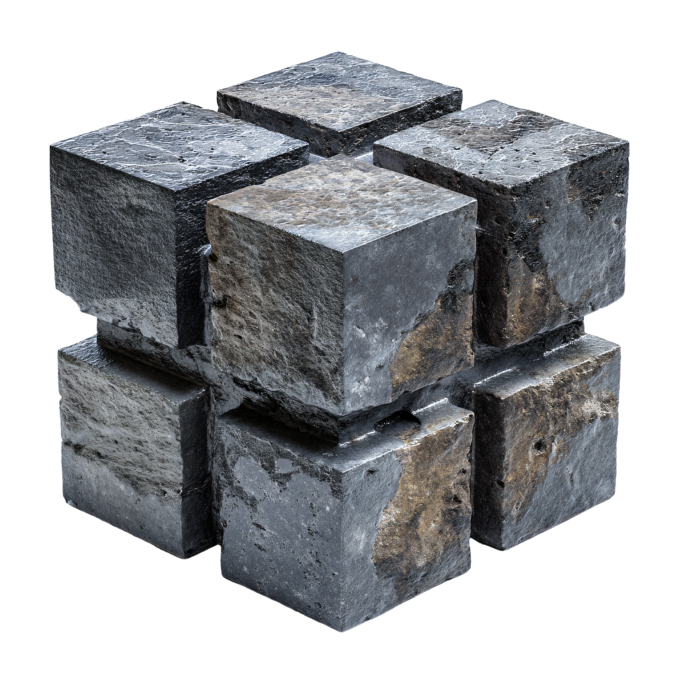 Grey Stone Cubes Constructed in a Geometric Pattern for Modern Architectural Design png